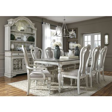 Magnolia Manor Antique White Extendable Rectangular Dining Room Set