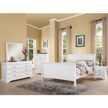 Louis Philippe III White Sleigh Bedroom Set