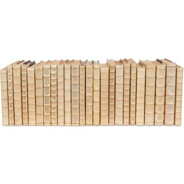 24902 Ivory White Leather And Paper Decorative Books Set Of 24