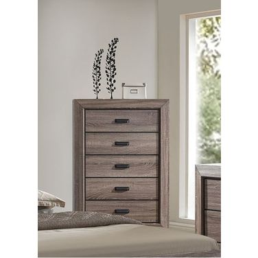 Acme Lyndon 5-Drawer Chest in Weathered Gray Grain
