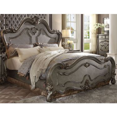 Versailles Antique Platinum Queen Panel Bed