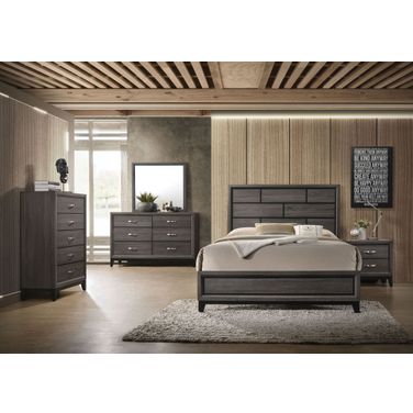 Valdemar Weathered Gray Panel Bedroom Set