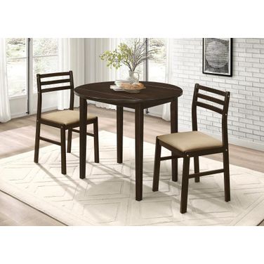 Bucknell 3-piece Dining Set with Drop Leaf Cappuccino and Tan