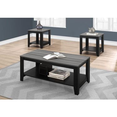 3 Piece Occasional Table Set In Black And Grey