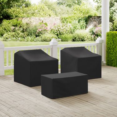 3 Piece Outdoor Furniture Cover Set In Black