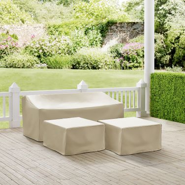 3 Piece Outdoor Sectional Furniture Cover Set In Tan