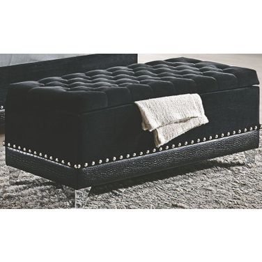 Barzini Tufted Rectangular Trunk with Nailhead Black