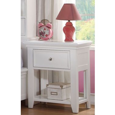 Lacey White 1 Drawer Nightstand