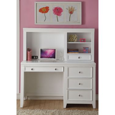 Lacey White Computer Desk with Hutch