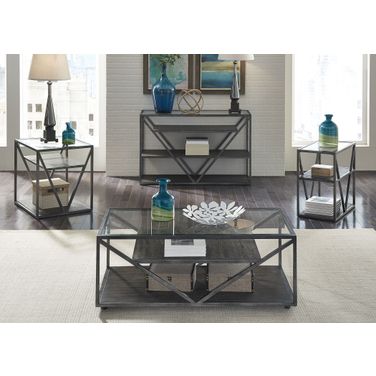 Arista Cobblestone Brown Occasional Table Set