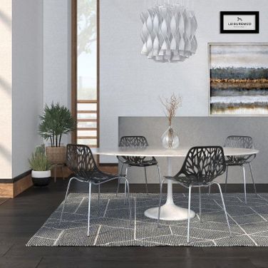 4 LeisureMod Asbury Black Chromed Legs Dining Chairs