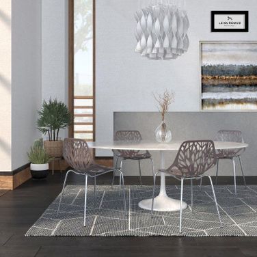 4 LeisureMod Asbury Taupe Chromed Legs Dining Chairs