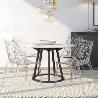 4 LeisureMod Cornelia Clear Dining Chairs
