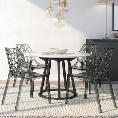 4 LeisureMod Cornelia Transparent Black Dining Chairs