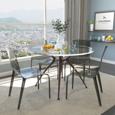4 LeisureMod Murray Black Dining Chairs