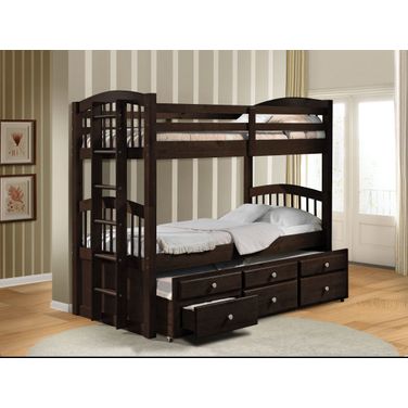 Micah Espresso Twin Over Twin Bunk Bed with Drawer Trundle