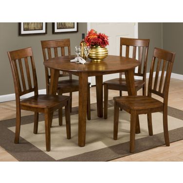 Simplicity Caramel Extendable Round Drop-Leaf Dining Room Set