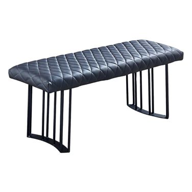 47 Inch Faux Leather Upholstered Dining Bench In Black and Dark Gray