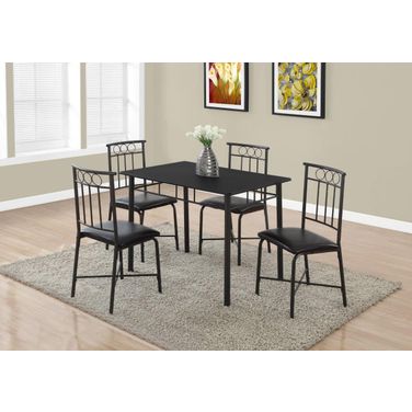 5 Piece Dining Set In Black Metal And Top