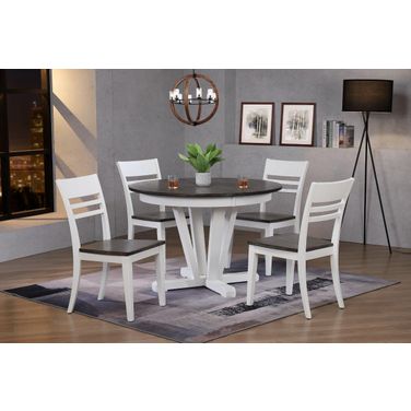 5-Piece Hudson Dining Set In Shadow Grey and White