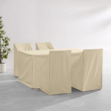 5 Piece Outdoor Dining Furniture Cover Set In Tan