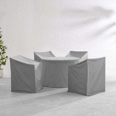 5 Piece Round Outdoor Dining Furniture Cover Set In Gray