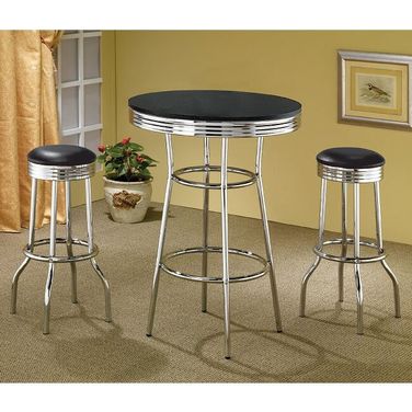 Retro Bar Table Set In Black