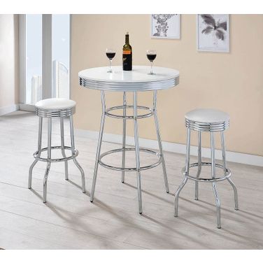 Retro Bar Table Set In White