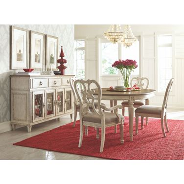 Southbury Fossil and Parchment Extendable Round Dining Room Set