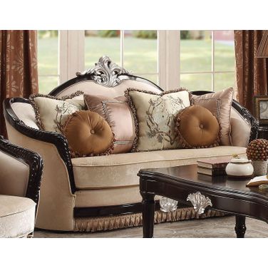 Ernestine Tan and Black Loveseat