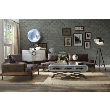Silchester Distress Chocolate Leather Living Room Set
