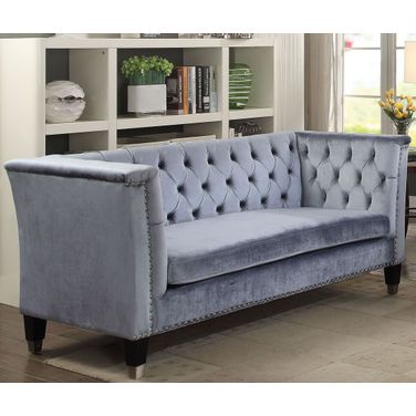 Honor Blue Gray Velvet Loveseat