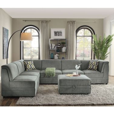 Bois Gray Velvet Modular Sectional