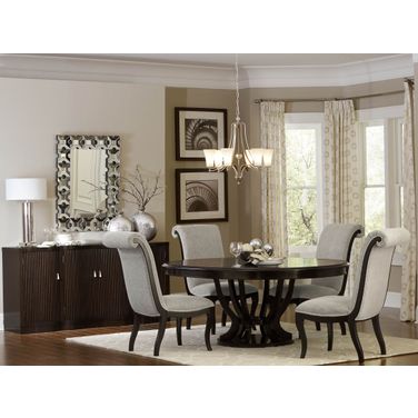 Savion Espresso Round Pedestal Extendable Dining Room Set