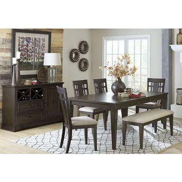 Makah Dark Brown Natural Tone Extendable Dining Room Set