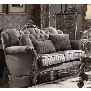 Versailles Velvet and Antique Platinum Wingback Loveseat