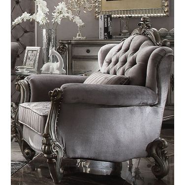 Versailles Velvet and Antique Platinum Chair