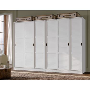 6-Sliding Wardrobe with Louvered Doors In White