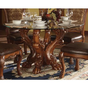 Acme Dresden Round Dining Table in Cherry