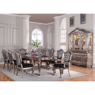 Acme Chantelle 9 Piece Dining Room Set In Antique Platinum