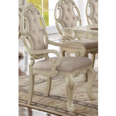 Ragenardus Antique White Arm Chair Set of 2
