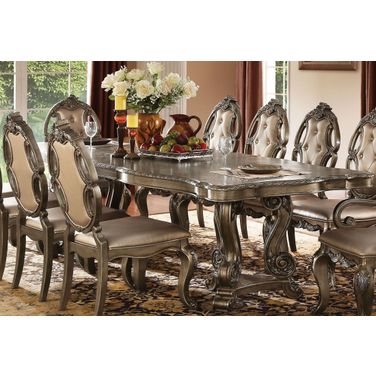 Ragenardus Vintage Oak Double Extendable Pedestal Dining Table