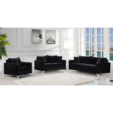 Meridian Naomi 2 Piece Velvet Living Room Set In Black