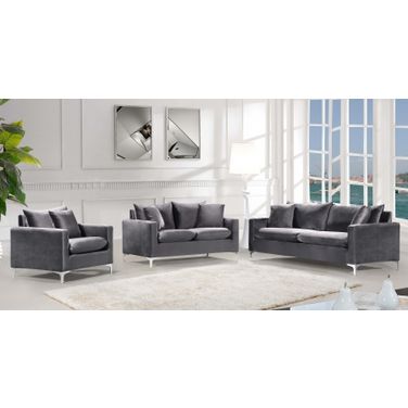 Meridian Naomi 2 Piece Velvet Living Room Set In Grey