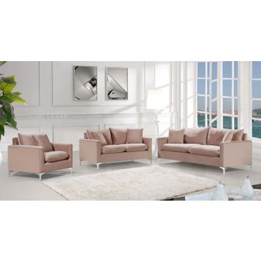 Meridian Naomi 2 Piece Velvet Living Room Set In Pink