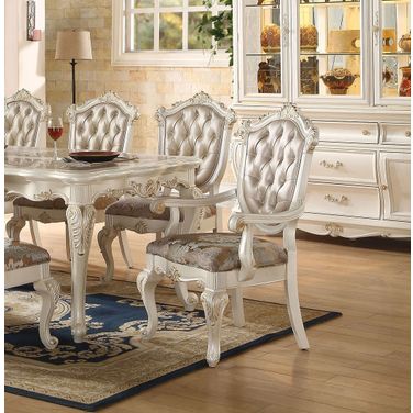 Acme Chantelle Arm Chair in Rose Gold and Pearl White (Set of 2)