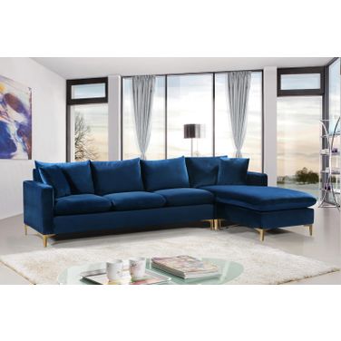 Naomi 2-Piece Velvet Reversible Sectional In Navy