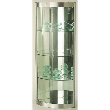 Silver Corner Curio w/ Mirror Interior by Chintaly Imports