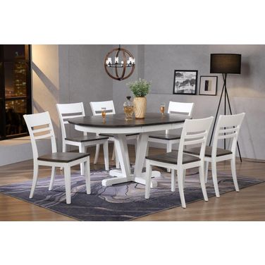 7-Piece Hudson Dining Set In Shadow Grey and White