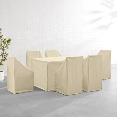 7 Piece Outdoor Dining Furniture Cover Set In Tan
